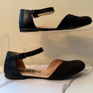 Fly London Black Ankle Strap Flats, Size 37 (7 US,) EUC